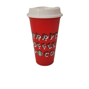 Starbucks Scrambled Letters "Merry Coffee" Reusable Diners Cup 16 oz